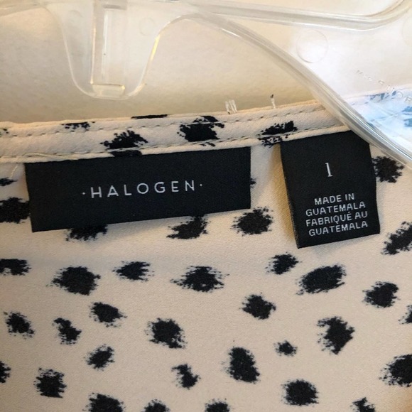 Halogen bell sleeve velvet tie top beige black 1X - Picture 4 of 5